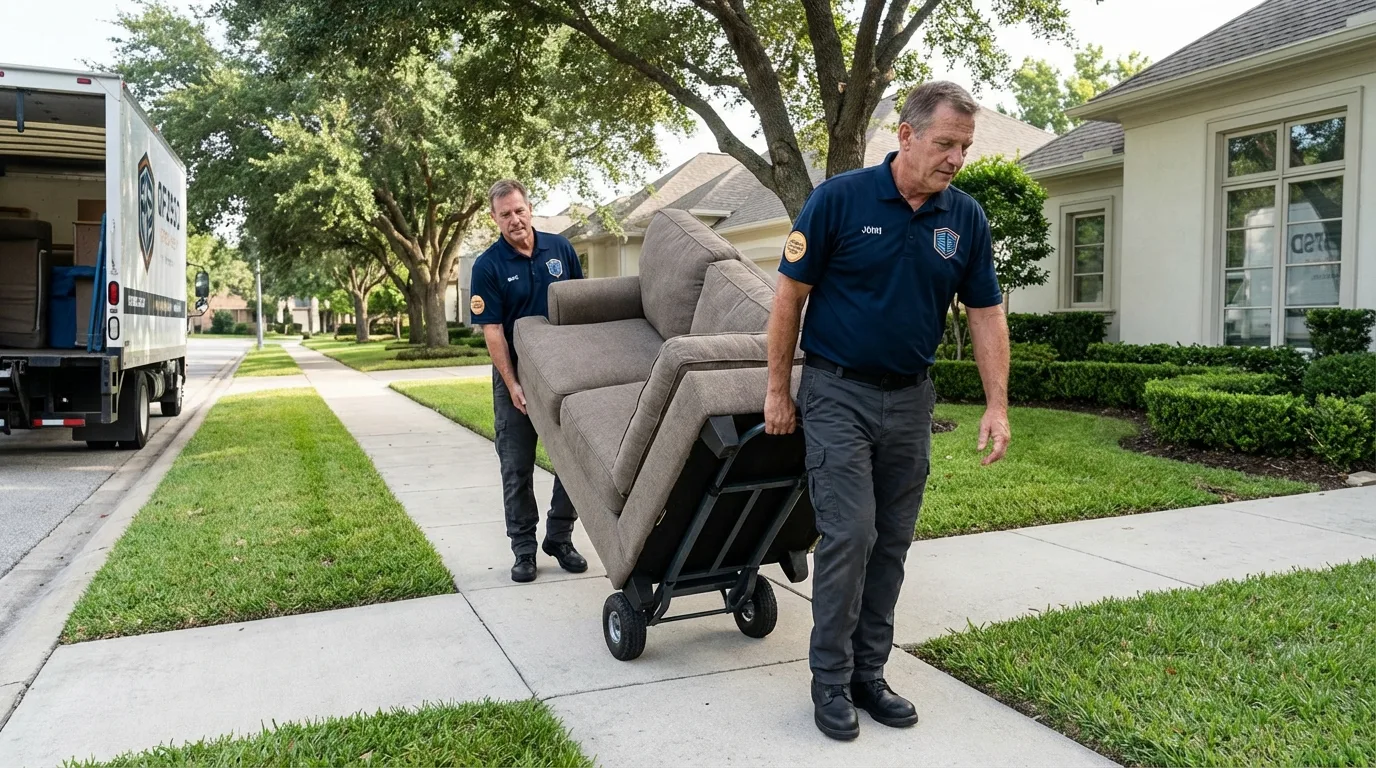Local residential moving crew loading furniture in Middleport, OH
