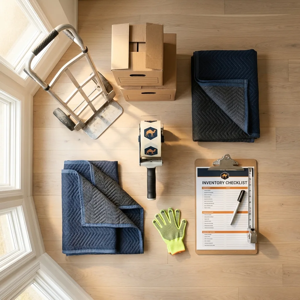 Professional moving supplies and packing materials layout for Middleport residential relocations